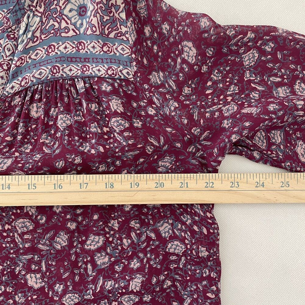 Lucky Brand Women's Floral Peasant Blouse Long Sleeve Purple Size L - Picture 6 of 9